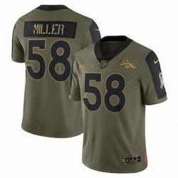 Men Women Youth Toddler Denver Broncos Custom 2021 Olive Salute To Service Limited Jersey