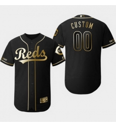 Men Women Youth Toddler All Size Cincinnati Reds Customized Black Gold Flexbase Jersey