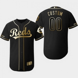 Men Women Youth Toddler All Size Cincinnati Reds Customized Black Gold Flexbase Jersey