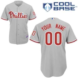 Men Women Youth All Size Philadelphia Phillies Grey Cool Base Man Custom Jerseys 3