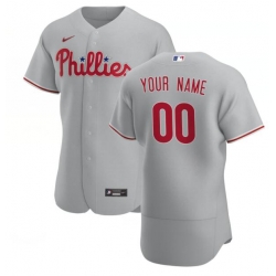 Men Women Youth Philadelphia Phillies Gray Road Custom Flex Base Jersey