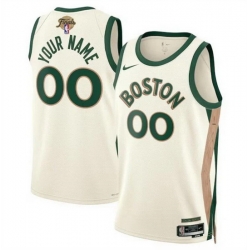 Men Boston Celtics Active Player Custom Cream 2024 Finals City Edition Stitched Basketball Jersey