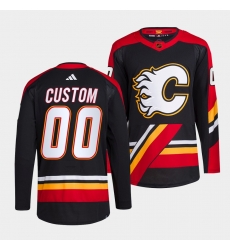 Men Women Youth Calgary Flames Custom Black 2022 23 Reverse Retro Stitched Jersey