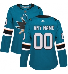 Men Women Youth Toddler Teal Green Jersey - Customized Adidas San Jose Sharks Home  II