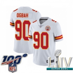 2020 Super Bowl LIV Men Kansas City Chiefs #90 Emmanuel Ogbah White Vapor Untouchable Limited Player Football Jersey