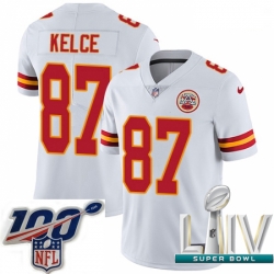 2020 Super Bowl LIV Men Nike Kansas City Chiefs #87 Travis Kelce White Vapor Untouchable Limited Player NFL Jersey