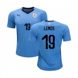 Uruguay #19 Lemos Home Soccer Country Jersey