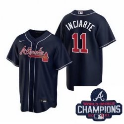 Men Nike Atlanta Braves 11 Ender Inciarter Navy Blue Alternate Stitched Baseball Stitched MLB 2021 Champions Patch Jersey