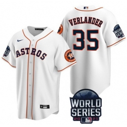 Men Houston Astros 35 Justin Verlander 2021 White World Series Cool Base Stitched Baseball Jersey