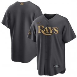 Men Tampa Bay Rays Blank 2022 All Star Charcoal Cool Base Stitched Baseball Jersey