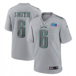 Men Women Youth Toddler Philadelphia Eagles 6 DeVonta Smith Grey Super Bowl LVII Patch Atmosphere Fashion Stitched Game Jersey