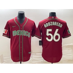 Men Mexico Baseball 56 Randy Arozarena 2023 Red World Baseball Classic Stitched JerseyS