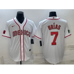 Men Mexico Baseball 7 Julio Urias 2023 White World Baseball Classic Stitched Jersey 2