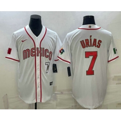 Men Mexico Baseball #7 Julio Urias Number 2023 White World Baseball Classic Stitched Jersey 4