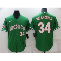 Men's Mexico Baseball #34 Fernando Valenzuela Number 2023 Green World Baseball Classic Stitched Jersey3