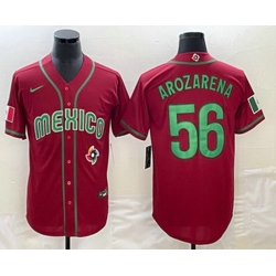 Men's Mexico Baseball #56 Randy Arozarena 2023 Red World Classic Stitched Jerseys