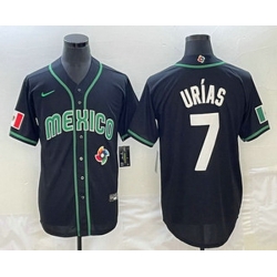 Men's Mexico Baseball #7 Julio Urias 2023 Black White World Classic Stitched Jerseys