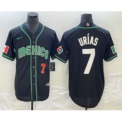 Mens Mexico Baseball #7 Julio Urias Number 2023 Black White World Classic Stitched Jersey