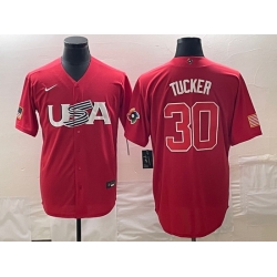 Men's USA Baseball #30 Kyle Tucker 2023 Red World Classic With Patch Stitched Jersey