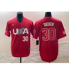 Men's USA Baseball #30 Kyle Tucker Number 2023 Red World Classic With Patch Stitched Jersey2