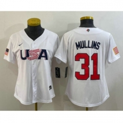 Womens USA Baseball 31 Cedric Mullins 2023 White World Classic Stitched Jersey