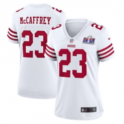 Women San Francisco 49ers 23 Christian McCaffrey White 2023 F U S E  Vapor Untouchable Limited Stitched Football 2024 Super Bowl LVIII Jersey