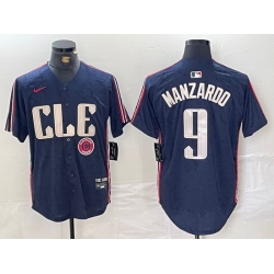 Men Cleveland Guardians 9 Kyle Manzardo Navy 2024 City Connect Limited Stitched Baseball Jersey 2