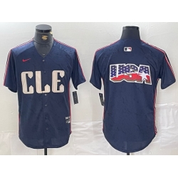 Men Cleveland Guardians Team Big Logo Navy 2024 City Connect Stitched Baseball Jersey A