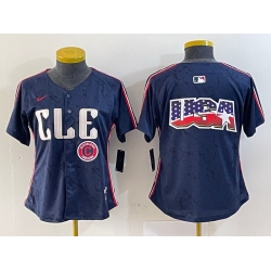 Women Cleveland Guardians Team Big Logo Navy 2024 City Connect Stitched Baseball Jersey 5