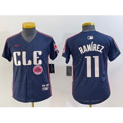 Youth Cleveland Guardians 11 Jose Ramirez Navy 2024 City Connect Limited Stitched Baseball Jersey 2