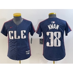 Youth Cleveland Guardians 38 Steven Kwan Navy 2024 City Connect Limited Stitched Baseball Jersey 3