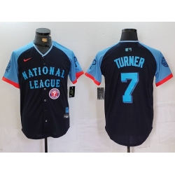 Men National League 7 Trea Turner Navy 2024 All Star Limited Stitched Baseball Jersey 1