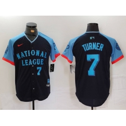 Men National League 7 Trea Turner Navy 2024 All Star Limited Stitched Baseball Jersey 2