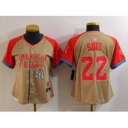 Women American League 22 Juan Soto Cream 2024 All Star Limited Stitched Baseball Jersey 3