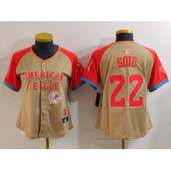 Women American League 22 Juan Soto Cream 2024 All Star Limited Stitched Baseball Jersey 6