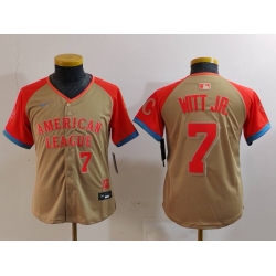 Youth American League 7 Bobby Witt Jr  Cream 2024 All Star Limited Stitched Jersey 1