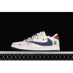 TRAVIS SCOTT X FRAGMENT DESIGN X AIR JORDAN 1 LOW OG SP BAPE WHITE GREY BLUE RED