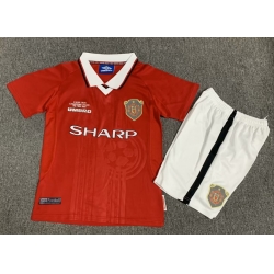 Youth Retro Soccer Jerseys Manchester United F.C. Red 99 00