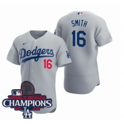 Youth Nike Los Angeles Dodgers Will Smith #16 Gray Flex Base 2024 World Series Champions Stitched MLB Jersey