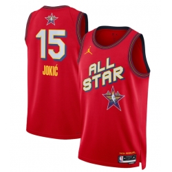 Men 2025 All Star 15 Nikola Jokic Red Stitched Basketball Jersey