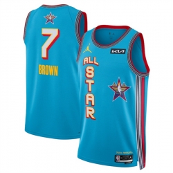 Men 2025 All Star 7 Jaylen Brown Light Blue Stitched Basketball Jersey