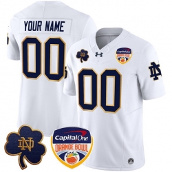 Men Notre Dame Fighting Irish ACTIVE PLAYER Custom White F U S E  2024 Orange Bowl Patch Limited Stitched Football Jersey