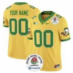 Men Oregon Ducks Active Player Custom Gold 2024 F U S E  Rose Bowl Vapor Limited Stitched Football Jersey