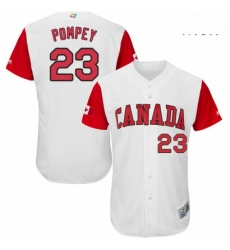 Mens Canada Baseball Majestic 23 Dalton Pompey White 2017 World Baseball Classic Authentic Team Jersey