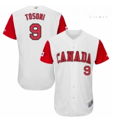 Mens Canada Baseball Majestic 9 Rene Tosoni White 2017 World Baseball Classic Authentic Team Jersey