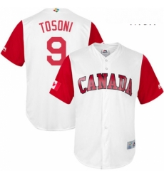 Mens Canada Baseball Majestic 9 Rene Tosoni White 2017 World Baseball Classic Replica Team Jersey