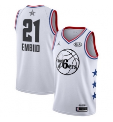 76ers 21 Joel Embiid White 2019 NBA All Star Game Jordan Brand Swingman Jersey