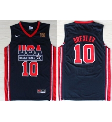 1992 Olympics Team USA 10 Clyde Drexler Navy Blue Swingman Jersey 