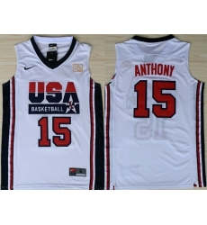 1992 Olympics Team USA 15 Carmelo Anthony White Swingman Jersey 