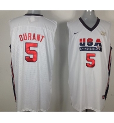 1992 Olympics Team USA 5 Kevin Durant White Swingman Jersey 